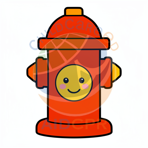 Smiling red fire hydrant with yellow face