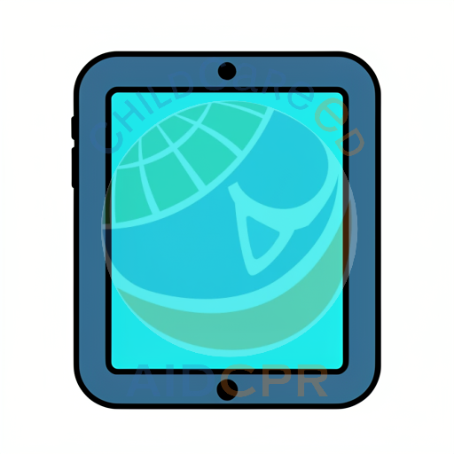 Blue tablet with turquoise screen