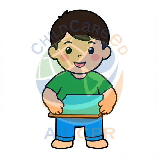 Happy boy holding a tablet computer