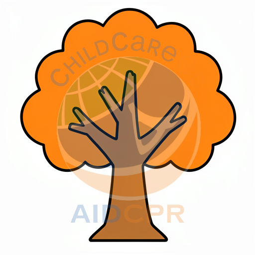 Orange tree with brown trunk and branches
