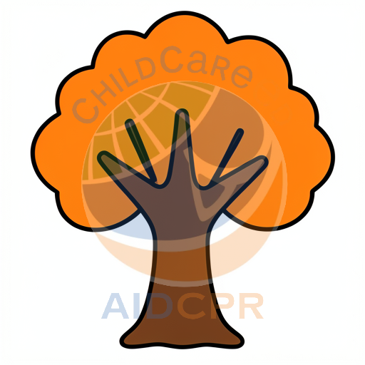 Simple cartoon tree with rounded orange canopy