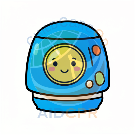 Blue robot with smiling face