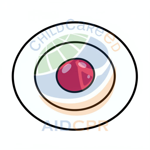 Red circle with pink dots inside oval