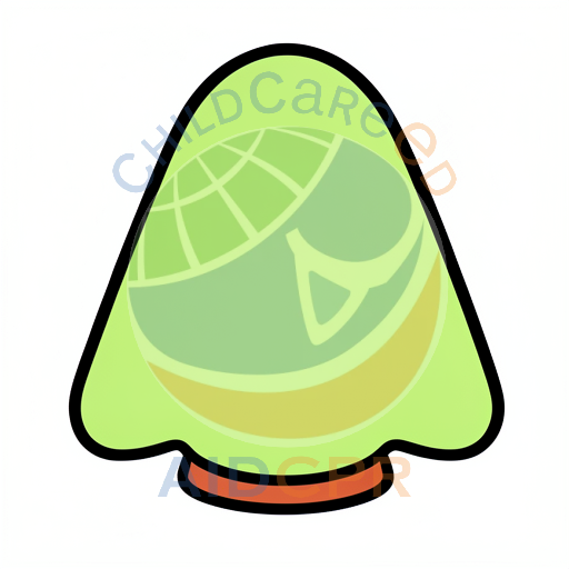 Green cone-shaped object with red base