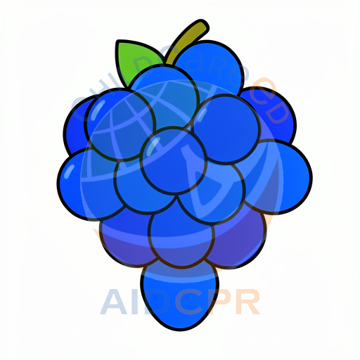 Blue grape cluster with green leaf