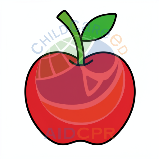 Simple red apple with one green leaf