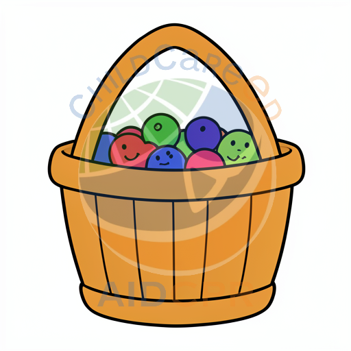 Happy Easter basket with smiling eggs