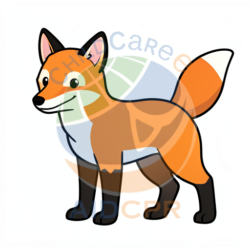 Cute cartoon fox looking forward