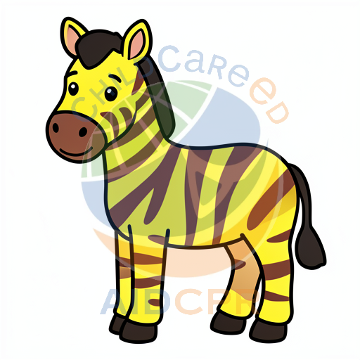 Yellow zebra standing with striped pattern