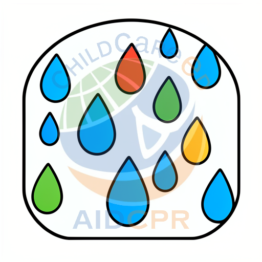 Colorful raindrops falling inside a container