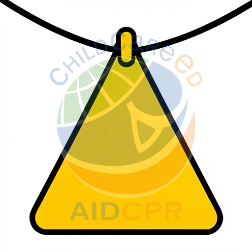 Yellow triangle hanging from black string