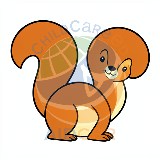 Adorable squirrel sitting with fluffy tail