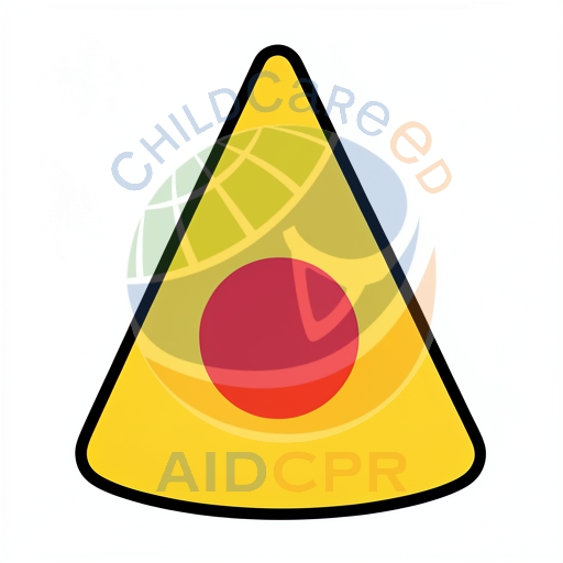 Yellow triangle with red circle