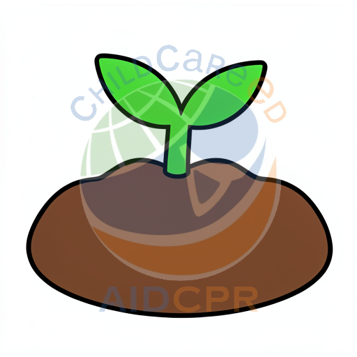 Tiny plant pushing through dirt ground