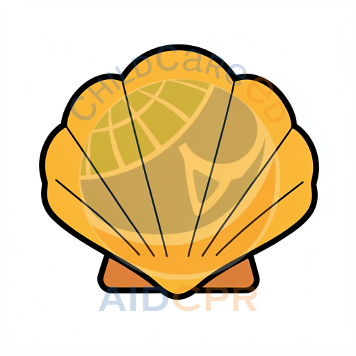 Bright yellow seashell with black border