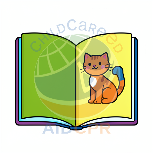 Cute orange cat sitting inside open book