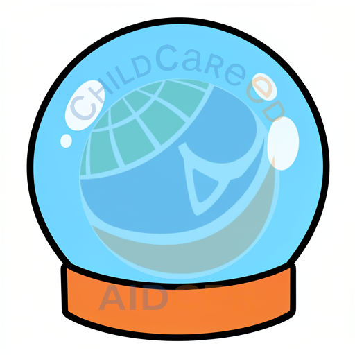 Blue crystal ball with floating bubbles