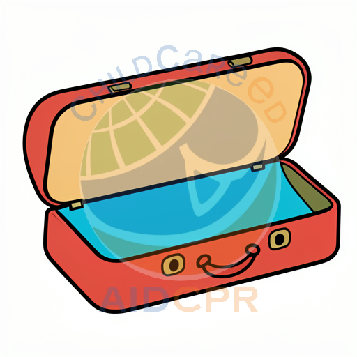 Open red suitcase with blue interior