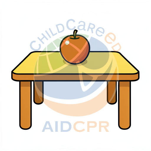 Apple sitting on a yellow table