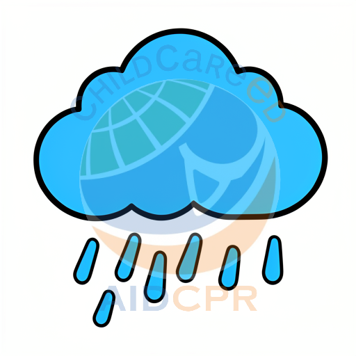 Blue cloud raining down droplets