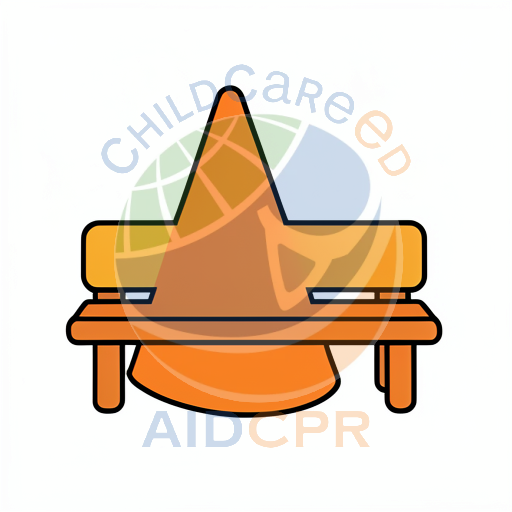 Orange cone blocking a child's path