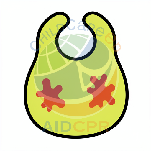 Yellow bib with red star patterns