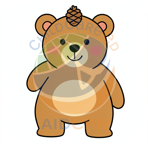 Cute bear with pinecone on head