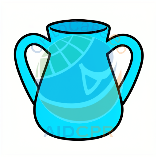 Blue ceramic pitcher with two handles