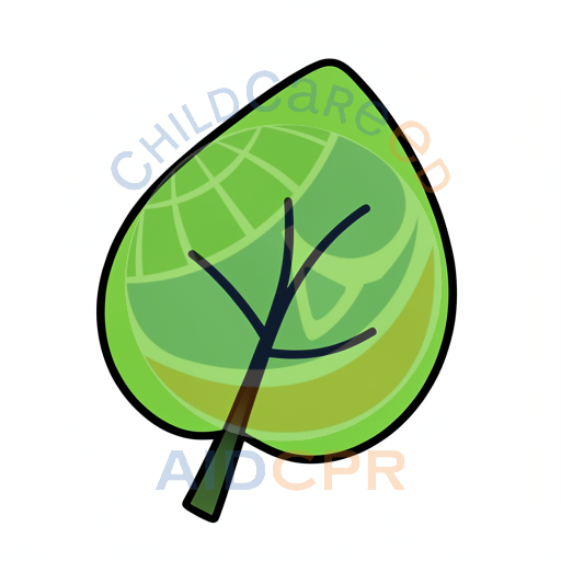 Simple green leaf with vein pattern