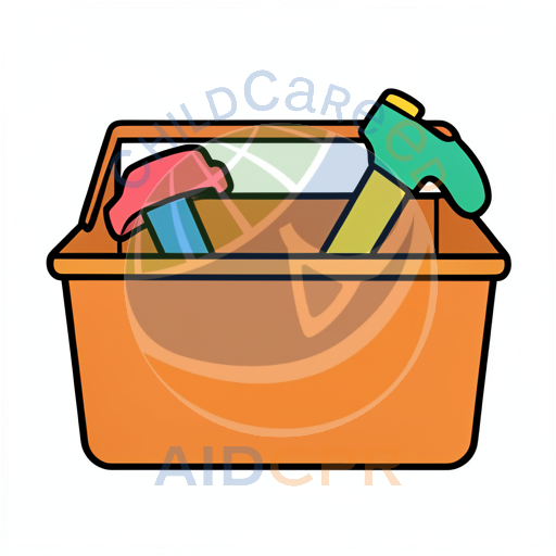 Orange toolbox with colorful tools inside
