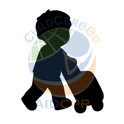 Boy pulling red rolling suitcase silhouette