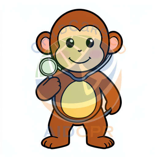 Friendly brown monkey with stethoscope smiling