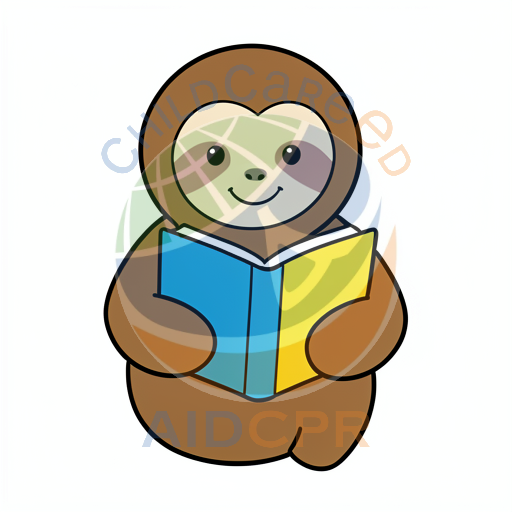 Brown sloth smiling while reading