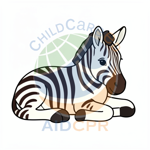 Cute zebra lying down with striped pattern