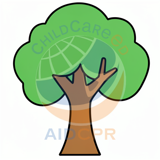 Brown trunk tree with rounded canopy