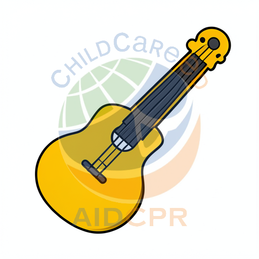 Yellow guitar with black strings