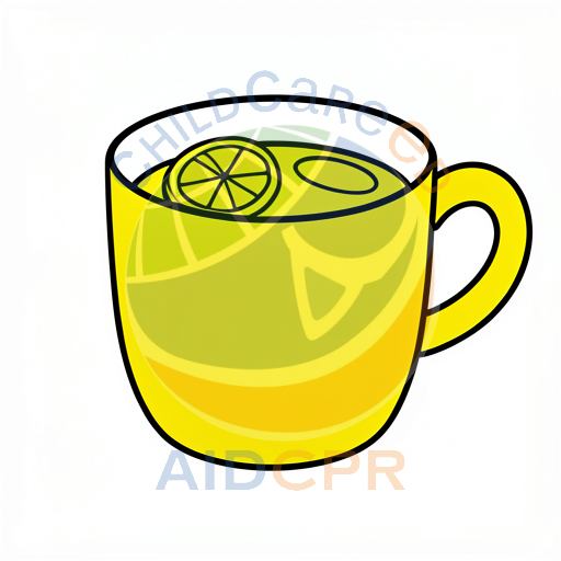 Yellow cup with lemon slice inside