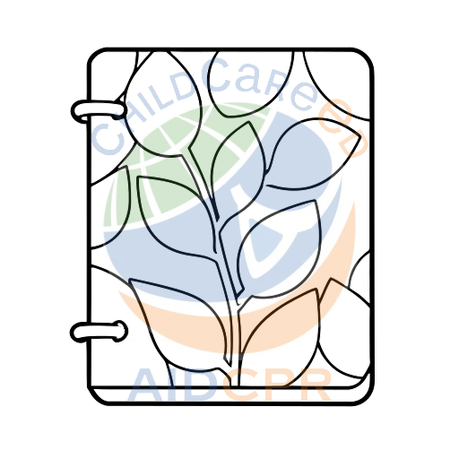 Green leaf patterned notebook with spiral binding coloring page