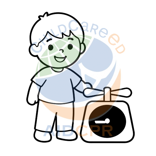 Boy smiling while using a scale coloring page