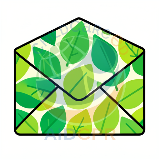 Green leaf patterned envelope illustration