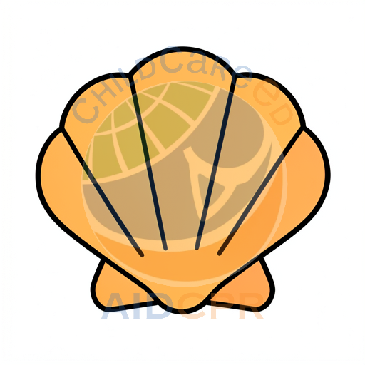 Bright orange scallop shell icon