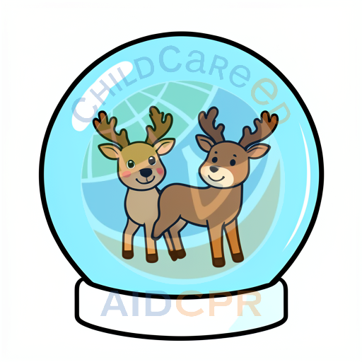 Two cute deer inside a snow globe