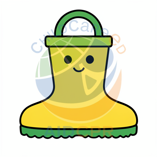 Yellow rain boot with smiling face