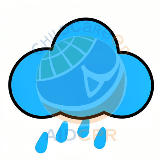 Blue cloud raining down droplets