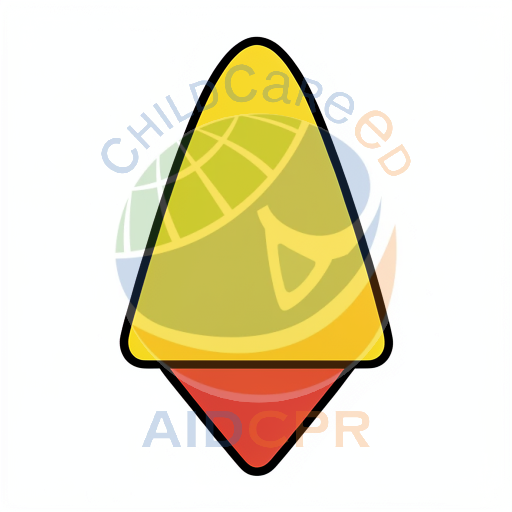 Yellow cone-shaped object with red base