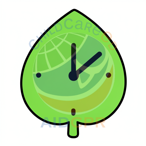 Green leaf clock showing time