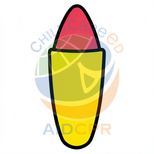 Bright yellow crayon with red tip