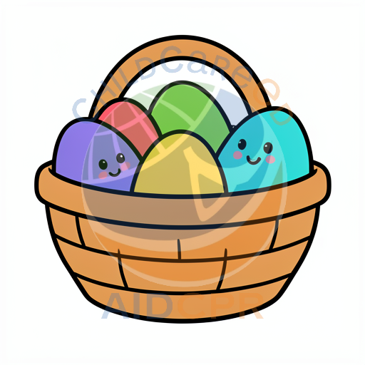 Happy Easter eggs in a basket