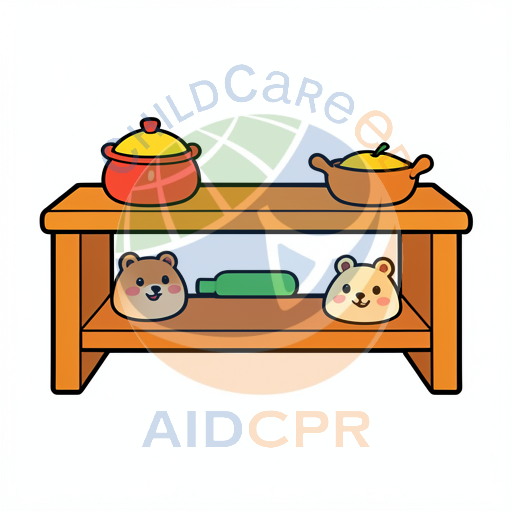 Two cute bears peeking from under table