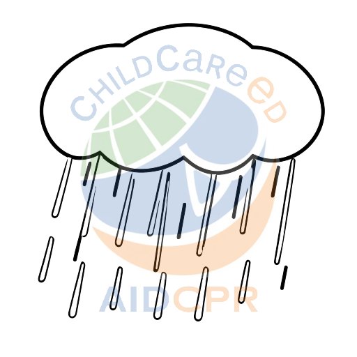 Blue cloud raining down on ground coloring page